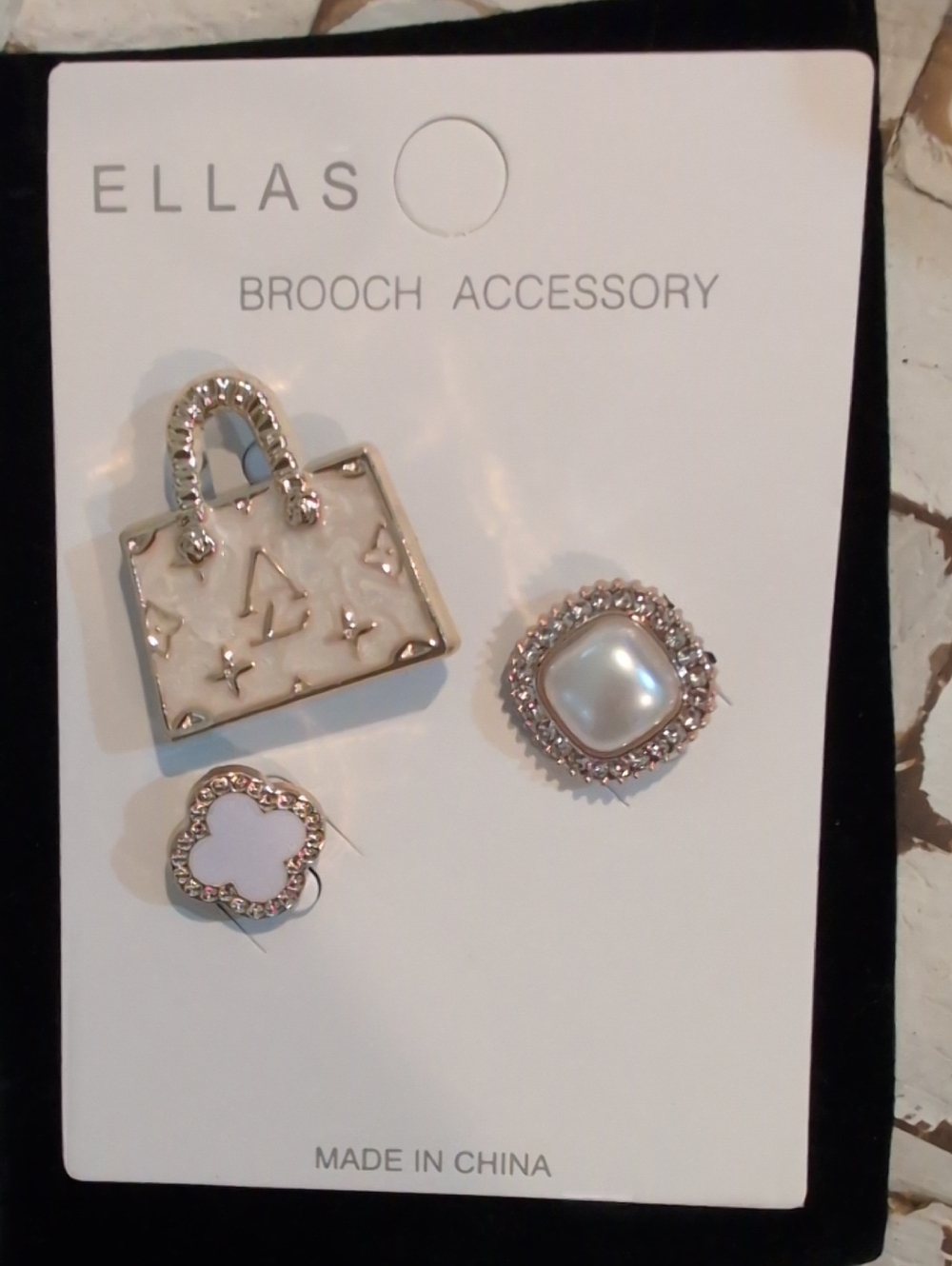 Ivory Enamel & Pearl Statement Brooch Trio By Ellas